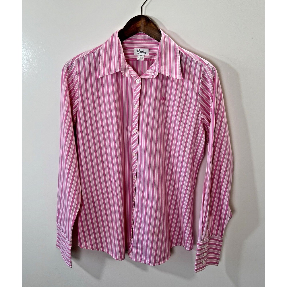 Lilly Pulitzer Womens Button Up Striped Blouse Size M 10 Bright Office Preppy